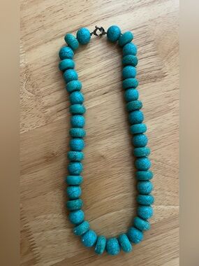 Turquoise Beaded Statement Necklace - Blue